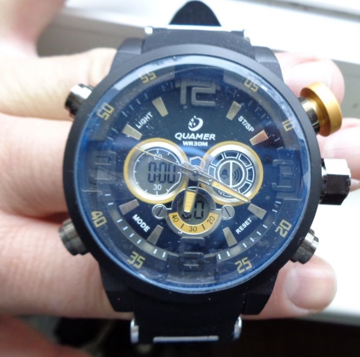 Мъжки часовник QUAMER жълт,бял ново