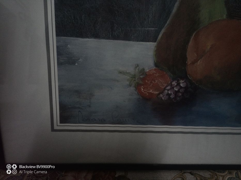 Tablou semnat pictat in acuarela cu sticla