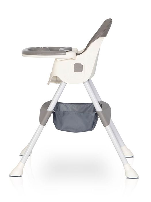 Scaun de Masa Pliabil 4in1 KinderVibe 6 Luni +, Tavita, Husa Detasabile,Roti, Centura Siguranta 5 Puncte,Ajustabil Inaltime, Cos Depozitare, Dove Grey