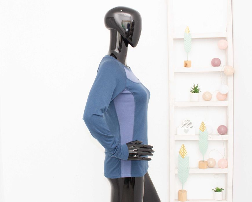 Bergans блуза дамска мериносна вълна синя термо бельо дълъг ръкав XS