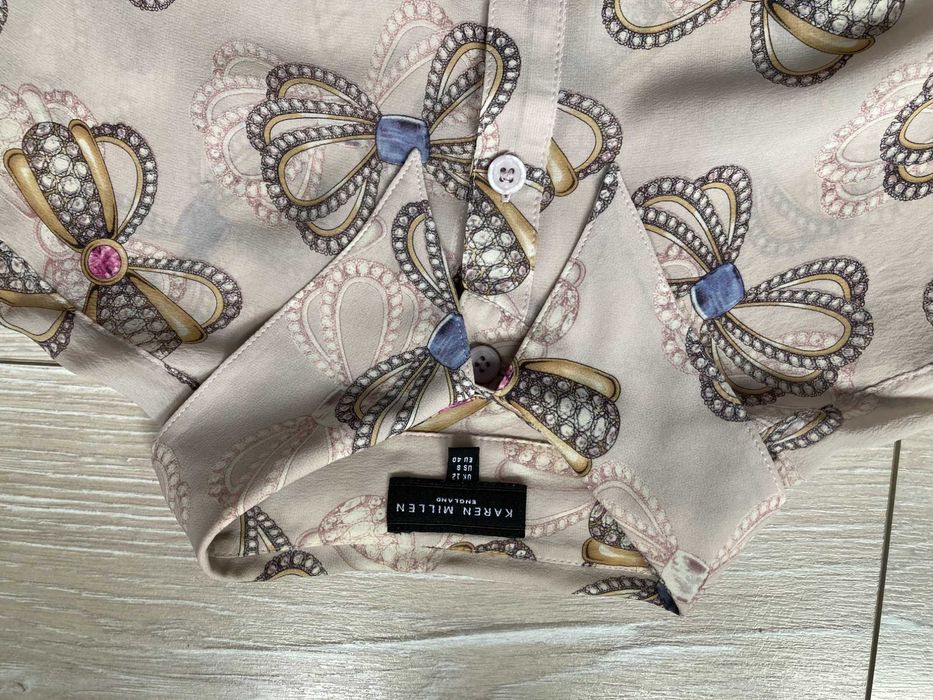 Karen Millen копринена тънка риза блуза фланела коприна размер 40