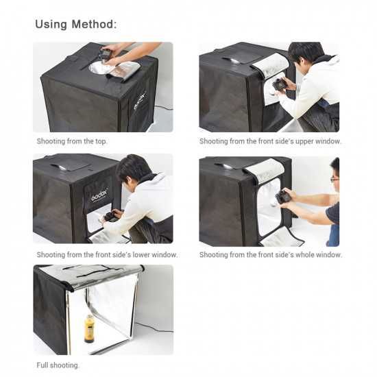 Фотобоксы для предметной съемки разного размера от Godox 40см до 200см