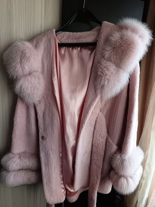 Палто алпака с лисица естествен косъм