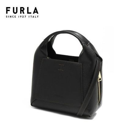 Geanta de piele FURLA cu maner si aspect texturat Gilda, Negru