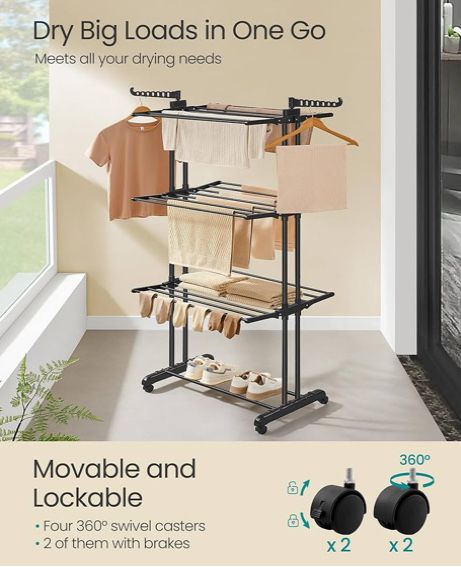 Сушилник за дрехи на колелца от неръждаема стомана