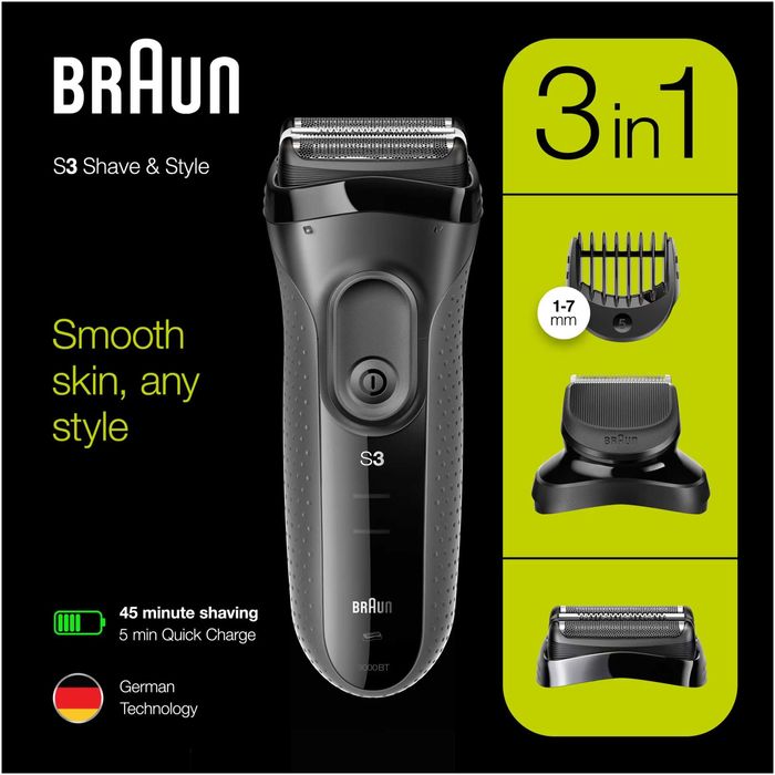Aparat de ras electric Braun Series 3 3000BT ProSkin Wet&Dry