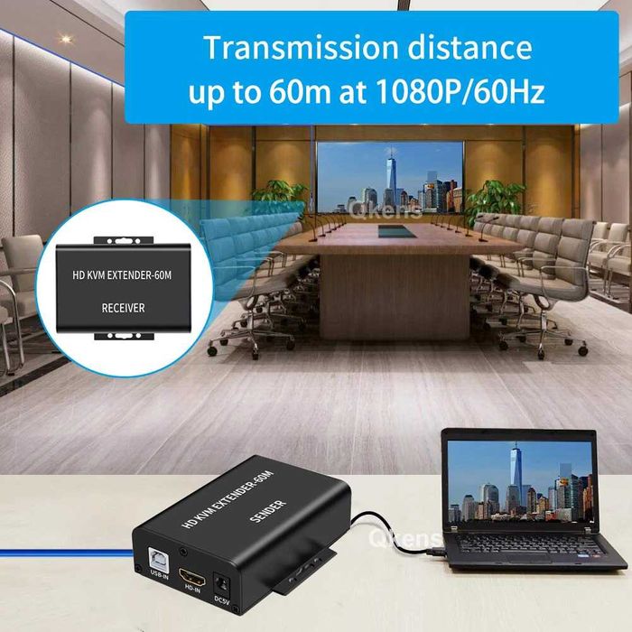 Extender USB KVM HDMI peste cablu Cat6 pana la 60m RJ45