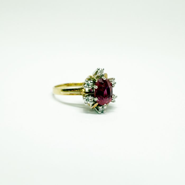 Inel din aur 14k cu rubin natural si diamante naturale