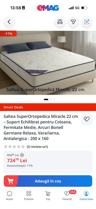 Vând saltea pe memorie noua