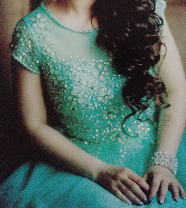 Платье в пол тиффани цвет