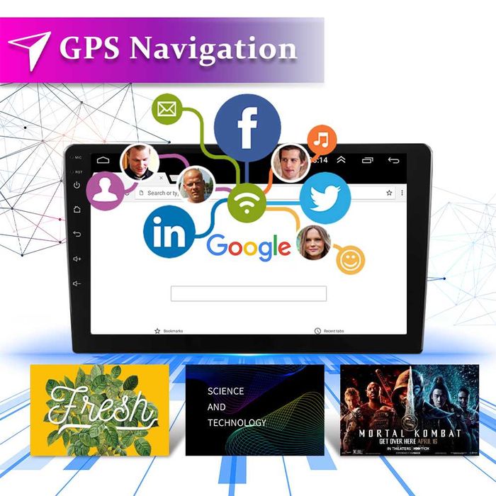 Навигация Мултимедия за кола 9 инча двоен дин за автомобил бус Android