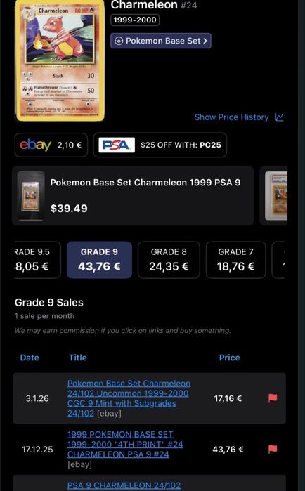 Pokemon graded cards Charmeleon 2000 base set 2
