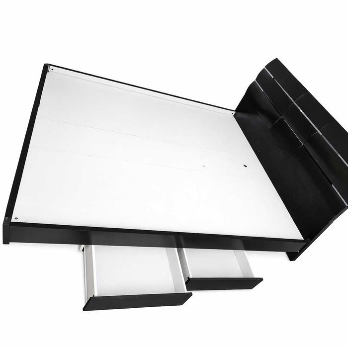 Cadru de Pat cu Somiera 200x140 cm; Pat dublu de mijloc cu 2 Sertare