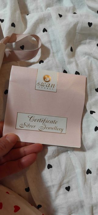 Swan pearls обеци сърца сребърни