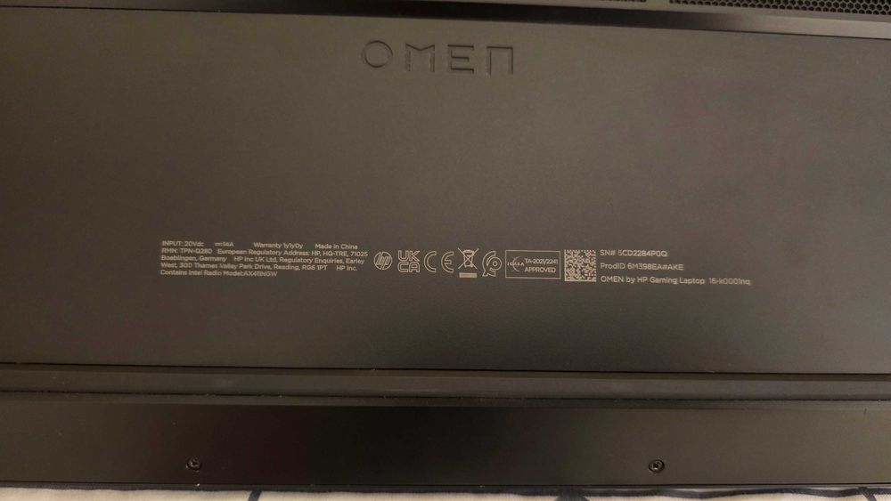 Laptop HP Omen 16" 1440p 165Hz RTX 3070Ti 8GB i7 12700h 16GB DDR5 3TB