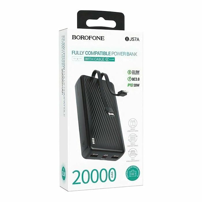 БЕПУЛ Доставка,Borofone power bank 22,5W typeC (20.000 mAh аккумулятор