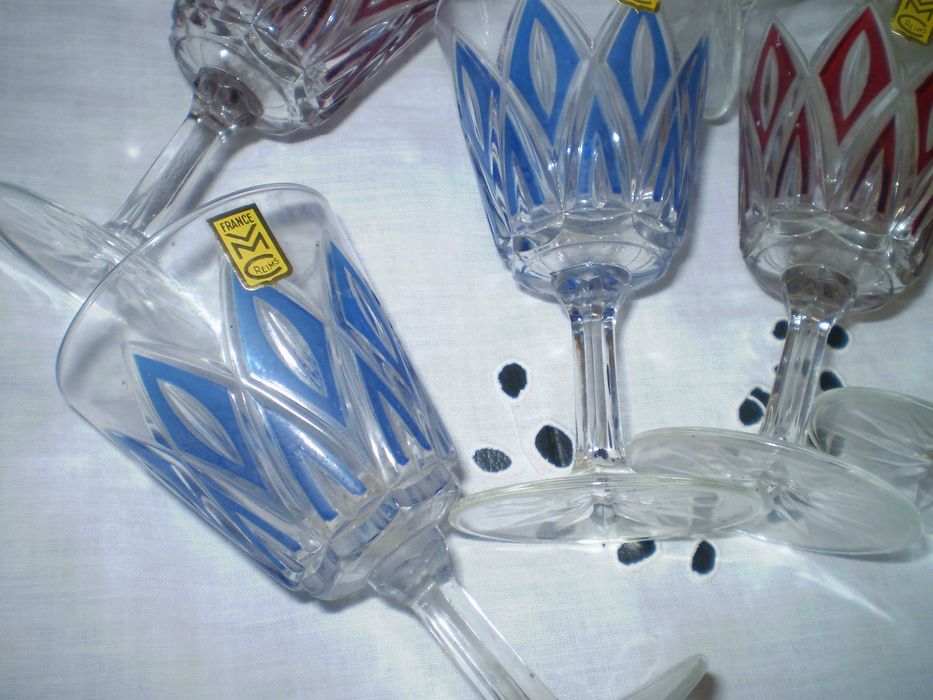 6 цветни чаши за ликьор VMC Франция Reims Harlequin