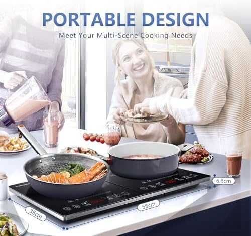 Двоен индукционен котлон AMZCHEF 3500W таймер