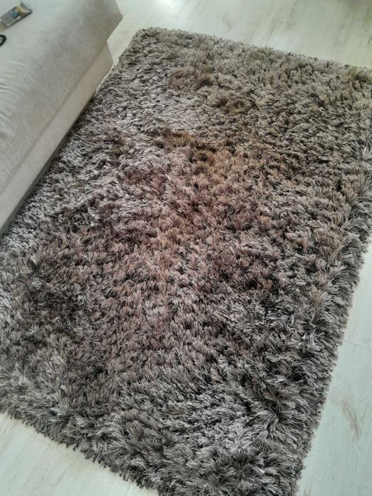 килим шаги с дълъг копринен косъм бежово кафяв  120 на  160