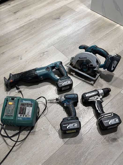 Макита инструменти: 2бр винтовера, Саблен трион и Ръчен циркуляр