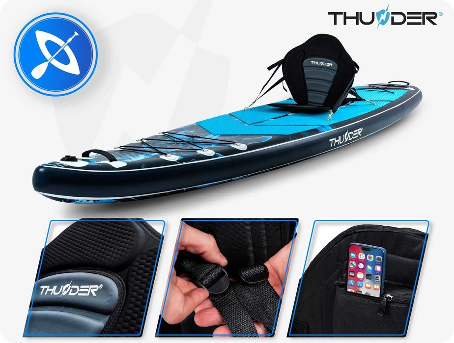 Placa Gonflabila Stand Up Paddle SUP 365cm + Scaun Caiac, Nouă, Sigilată, Set Premium Ultra Complet