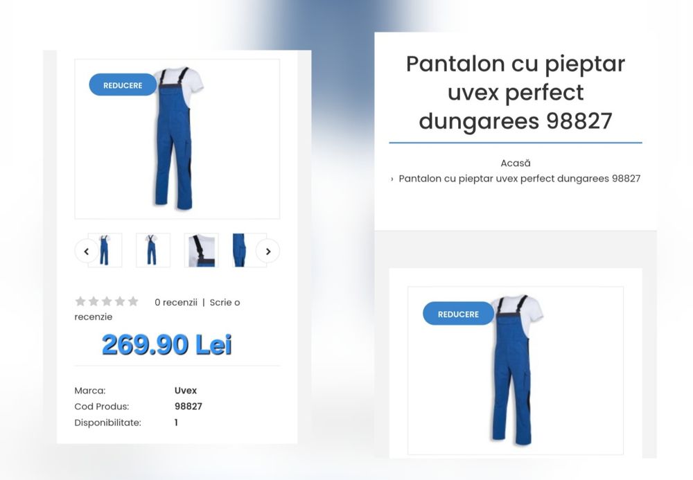 Salopeta pantaloni cu pieptar Uvex lucru echipament de protecție