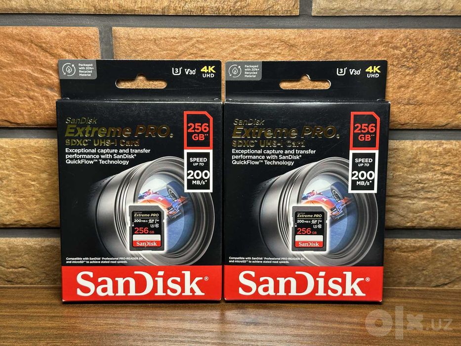 SanDisk Extreme PRO 256 ГБ - SDXC для камеры и 4K - Гарантия
