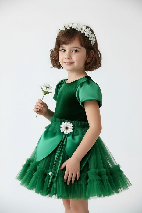 Costum rochiță  serbare ghiocel fete mărimi 3,4,5,6,7 ani made în Româ