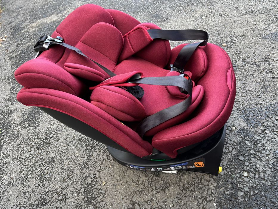 Scaun Auto B-Joy DELUXE BUF BOOF iSIZE Red cu Isofix pozitie somn 155 grade rotativ 360 grade 40-150 cm