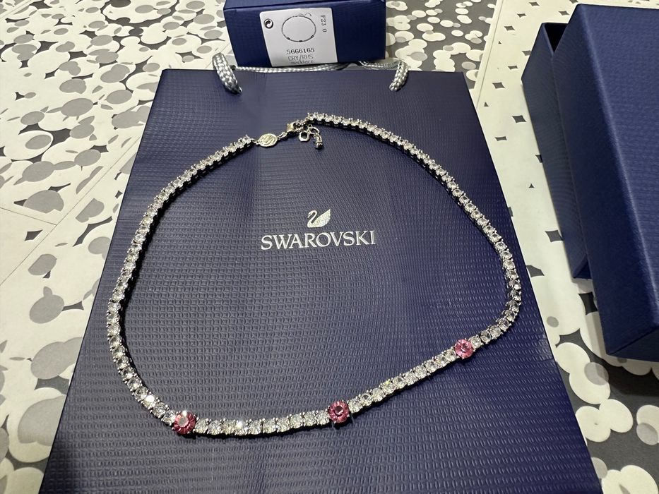 Colier Swarovski matrix tennis pietre roz model nou