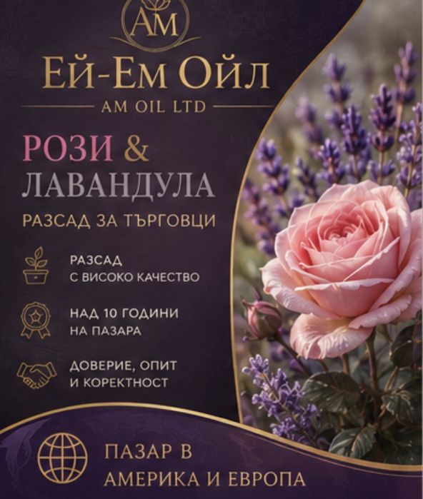 Разсад - Маслодайни рози. Производство, търговия и консумативи