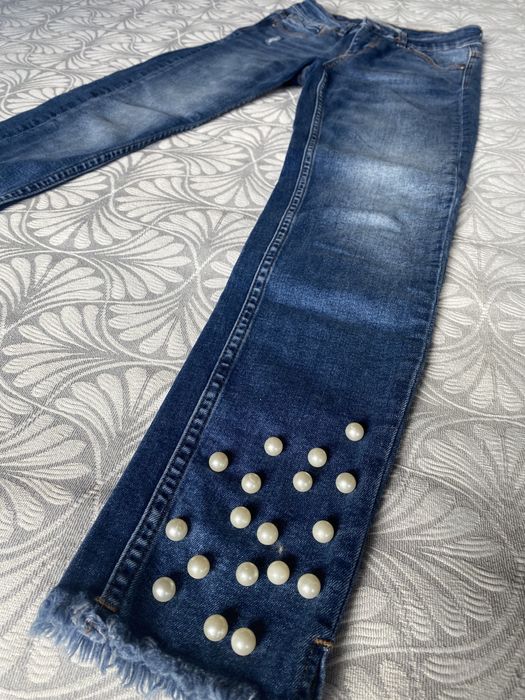 Нови дамски дънки с перли ZARA Размер 36