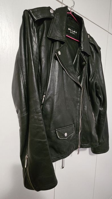 Черна кожена косуха руска марка ALEF