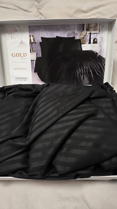 Спално бельо сатен черен