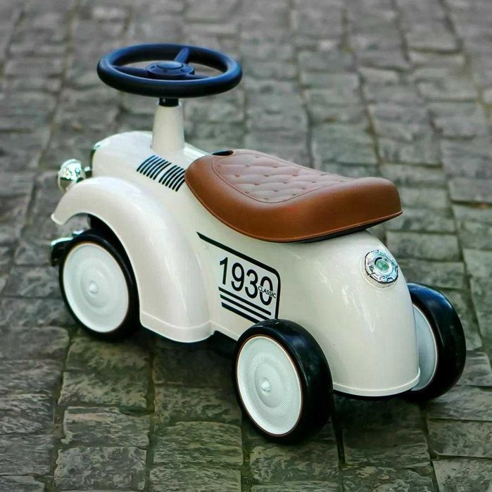 Premergator fara pedale, Kinderauto Retro Baby Car cu roti moi white