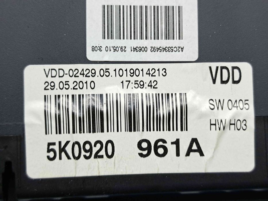 Ceas bord Volkswagen Golf 6 (5K1) [Fabr 2009-2013] 5K0920961A