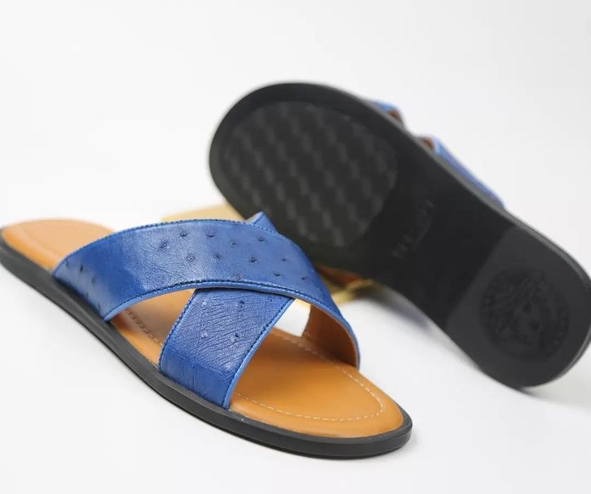 Мужские тапочки из кожи страуса