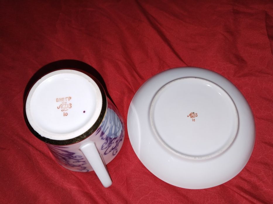 1 штук. Чайная пара «Корабли». СССР, Ленинградский фарфоровый завод (Л