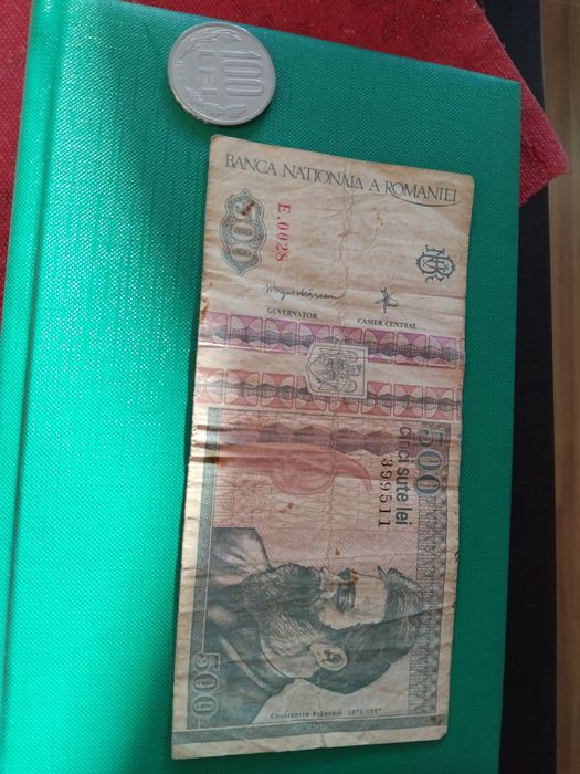 Bancnota 500 lei 1992 și moneda 100 lei 1992
