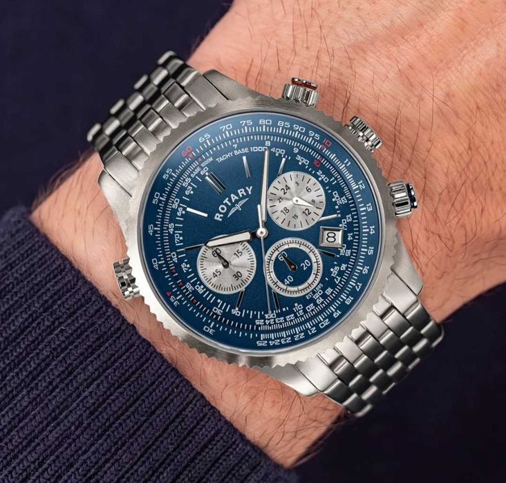 Мъжки хронограф часовник Rotary Pilot Chronograph (Dolphin Standard) – Авиаторски стил