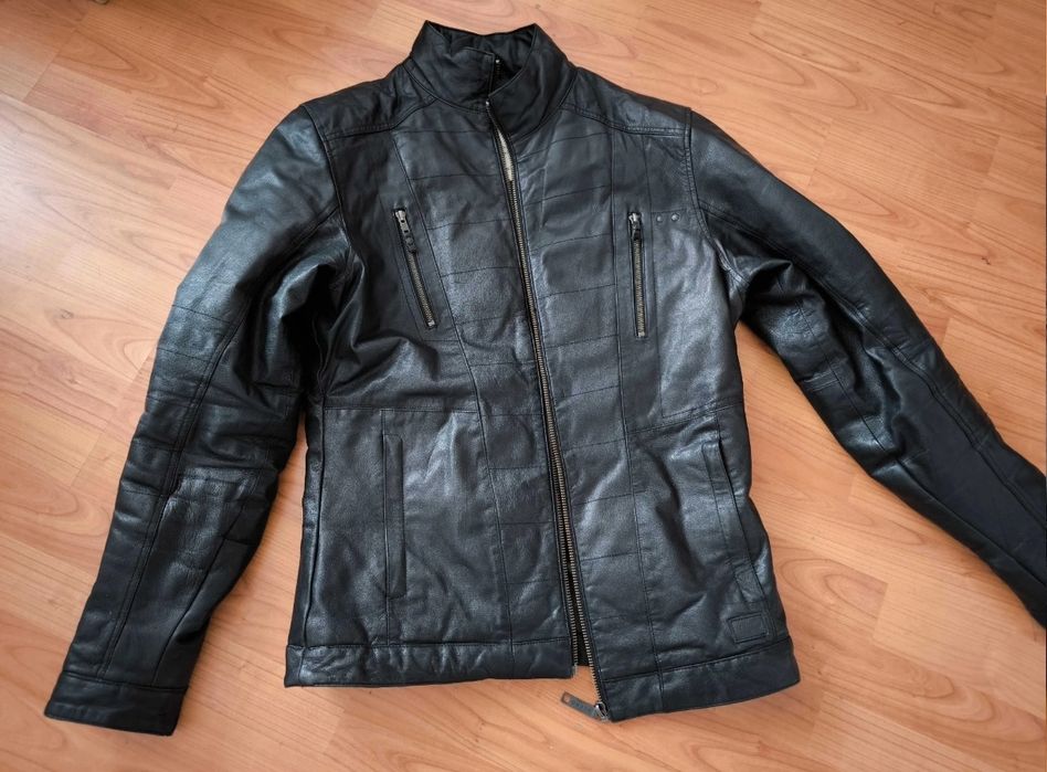 Jacheta Piele de iarna  Classic British Cafe Racer Neagra M Athletic Fit Geaca