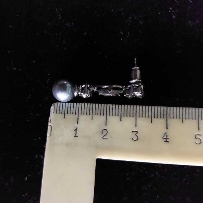 Комплект колие и обеци сиви перли