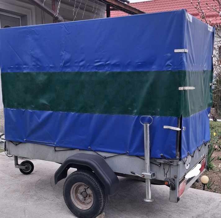 Remorcă 750kg Înmatriculată, Prelată înaltă 140 cm,stare foarte bună