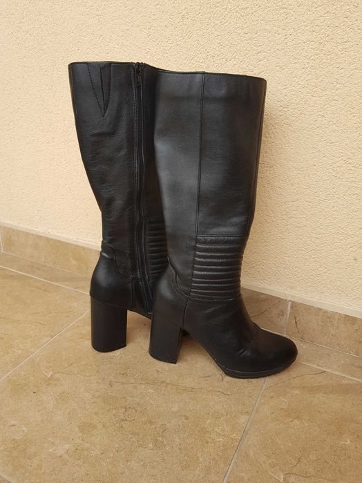 Черни дамски ботуши - естествена кожа