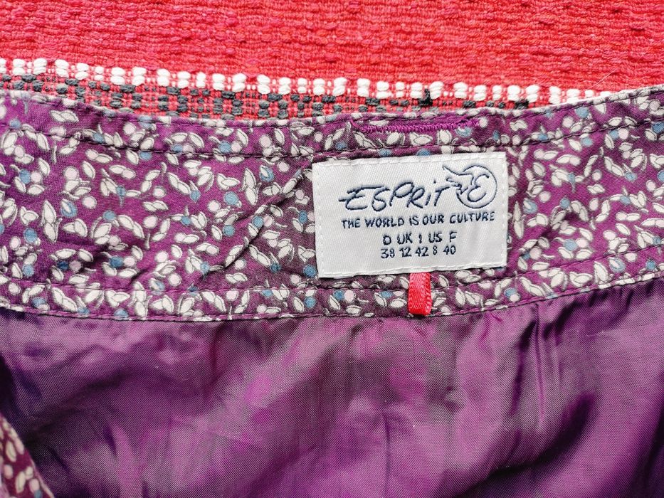 Fustă scurtă de damă Esprit – Imprimeu carouri în tonuri de grena/mov mărimea 38