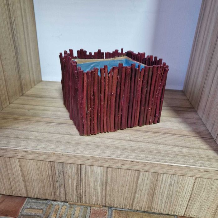 Set 2 cutii decorative cu crengute vopsite 15x15x10 cm