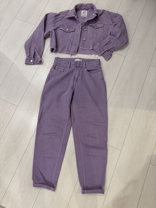 Set de blugi, pantaloni si geaca mov, 34