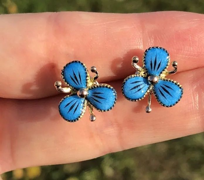 СССР,  Советские серьги  " НЕЗАБУДКИ "