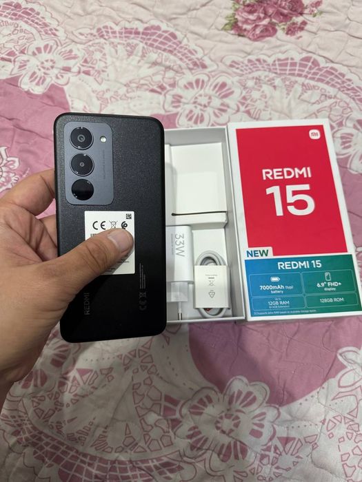 Xiaomi Redmi 15 6+6/128GB Black Yengi 2025 Full Karobka Yengi telefon
