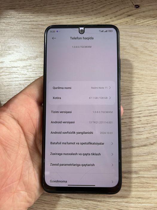 Redmi note11 8/128xotira
